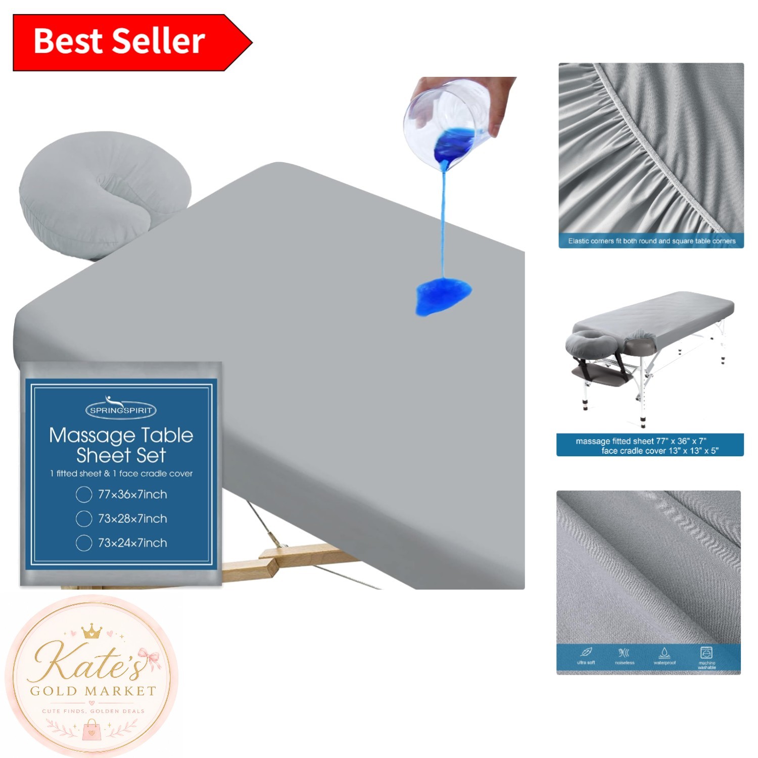 Essential Waterproof Massage Table Sheets Set - Fitted & Face Cradle Covers