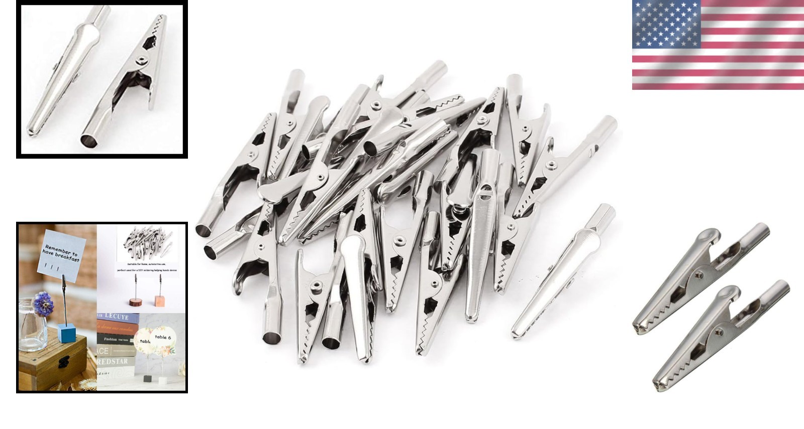 25 Count 2-inch Spring-Loaded Silver Alligator Clips for Electrical Projects