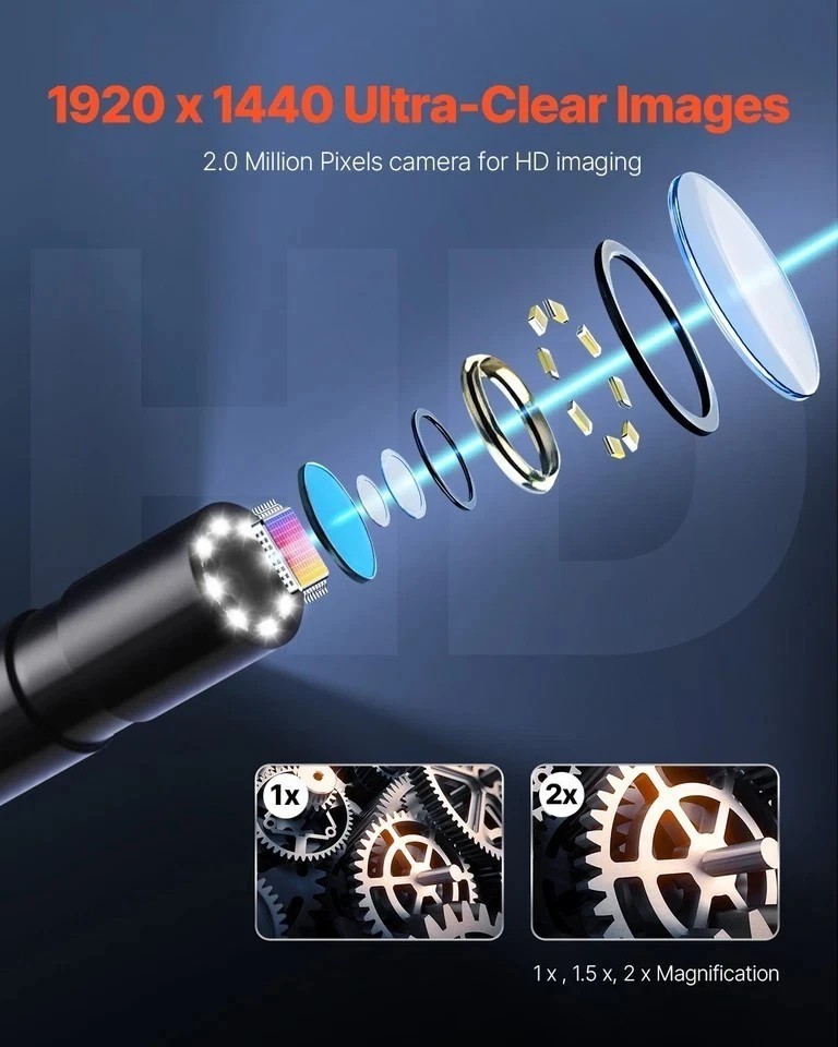Endoscope Camera 1920P HD Borescope for Android & IOS with 10FT Cable