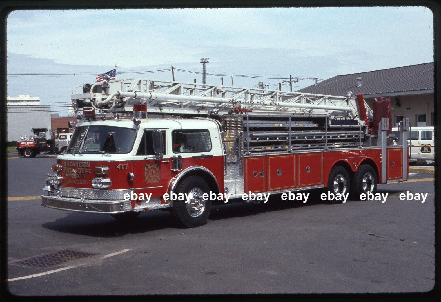 Secaucus NJ 1983 American La France 100' RM Aerial Fire Apparatus Slide