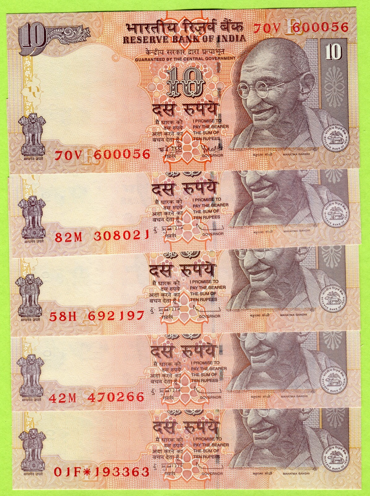 India 10 Rupees 2007 2009 2010 2011 2012 P95h 95p 95d 95aa 95ab UNC Replacement