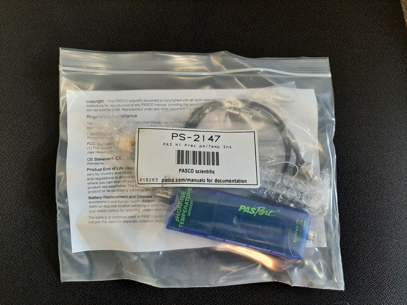 PASCO PASPORT PS-2147 High Precision pH/Temp Sensor with ORP/ISE Amplifier - NEW