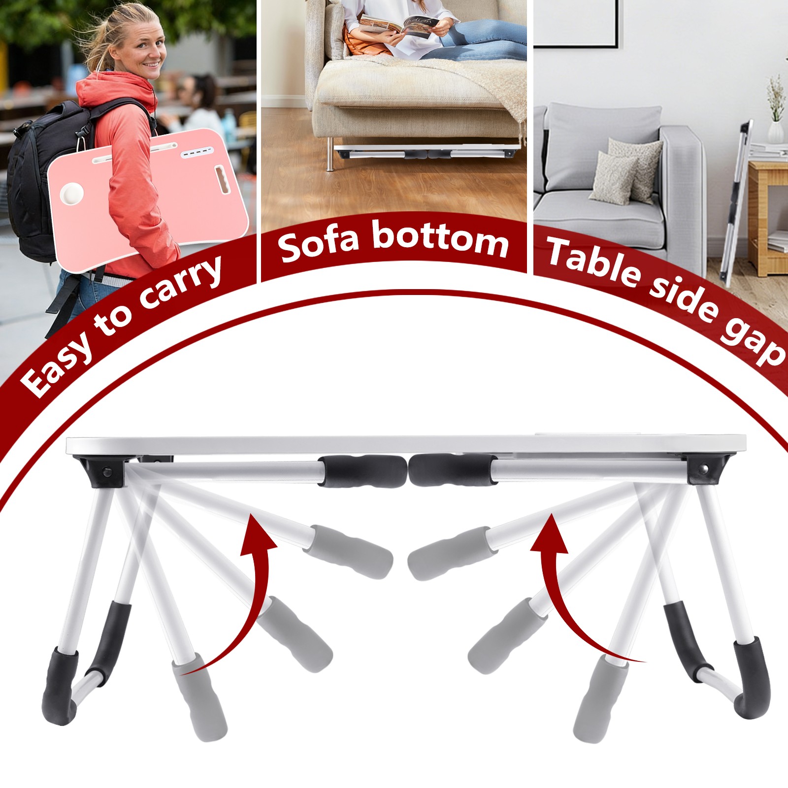 Laptop Tray Lap Desk Stand Foldable Bed Table Notebook Tray Cup Slot Adjustable