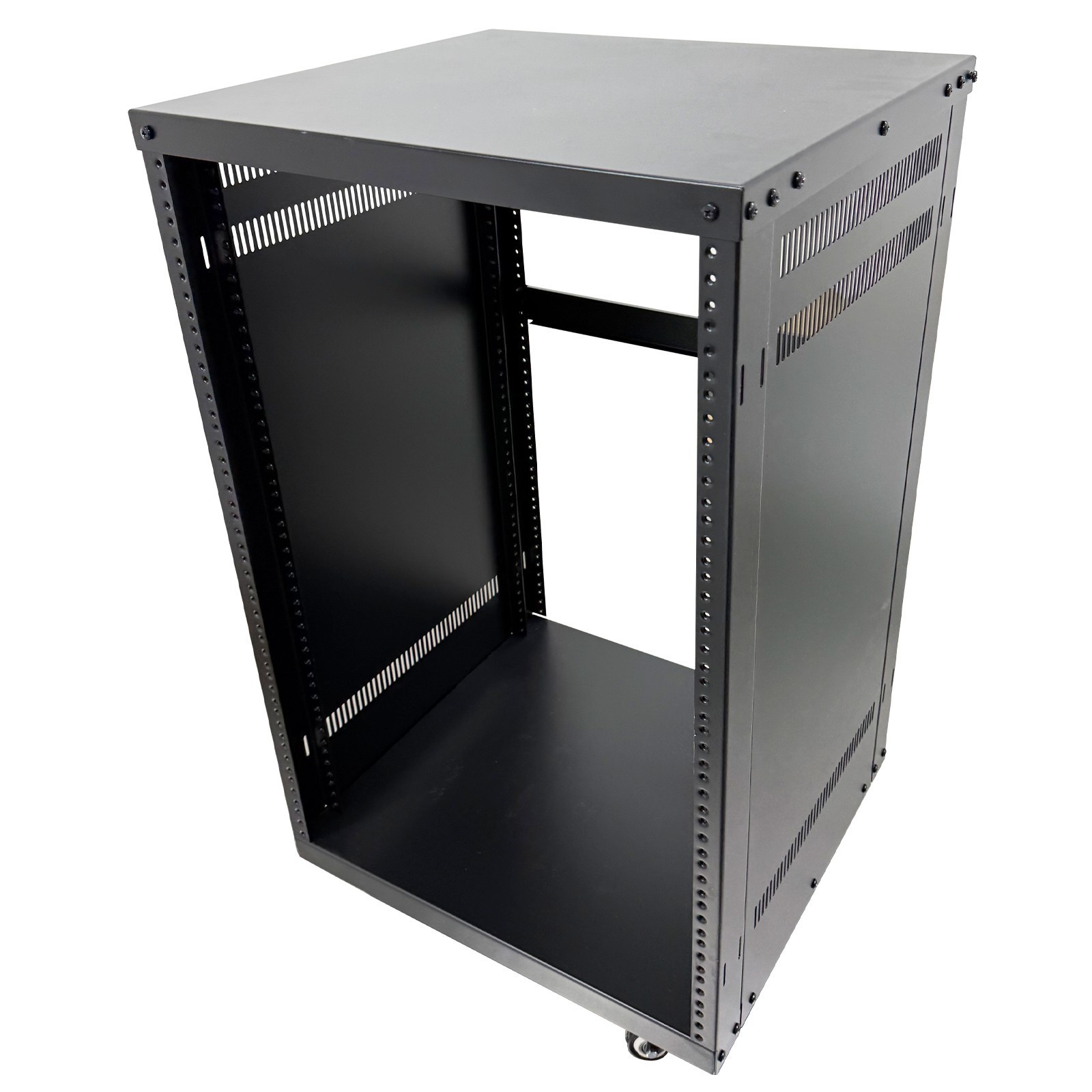 12 Space Studio Rack Case with 4" Caster Wheels 12U Open-Frame Server Rack