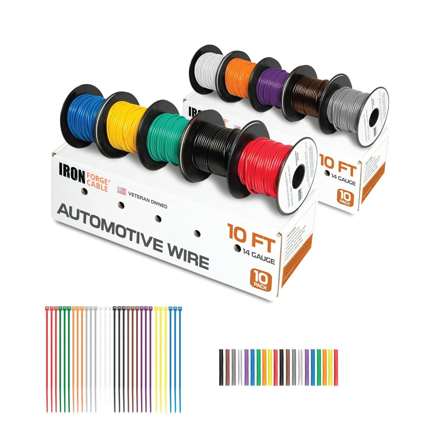 14 Gauge Automotive Wiring Kit - 10 Roll Assortment with Dispenser Box