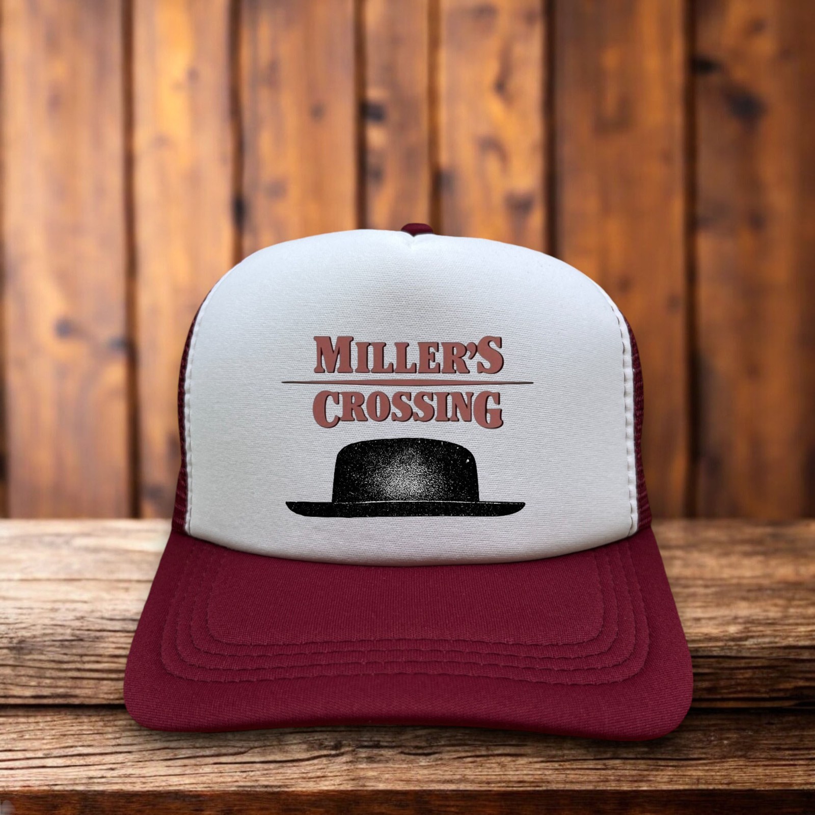Miller's Crossing Mens Trucker Hat Maroon Coen Brothers 1990 Cult Gangster Cap