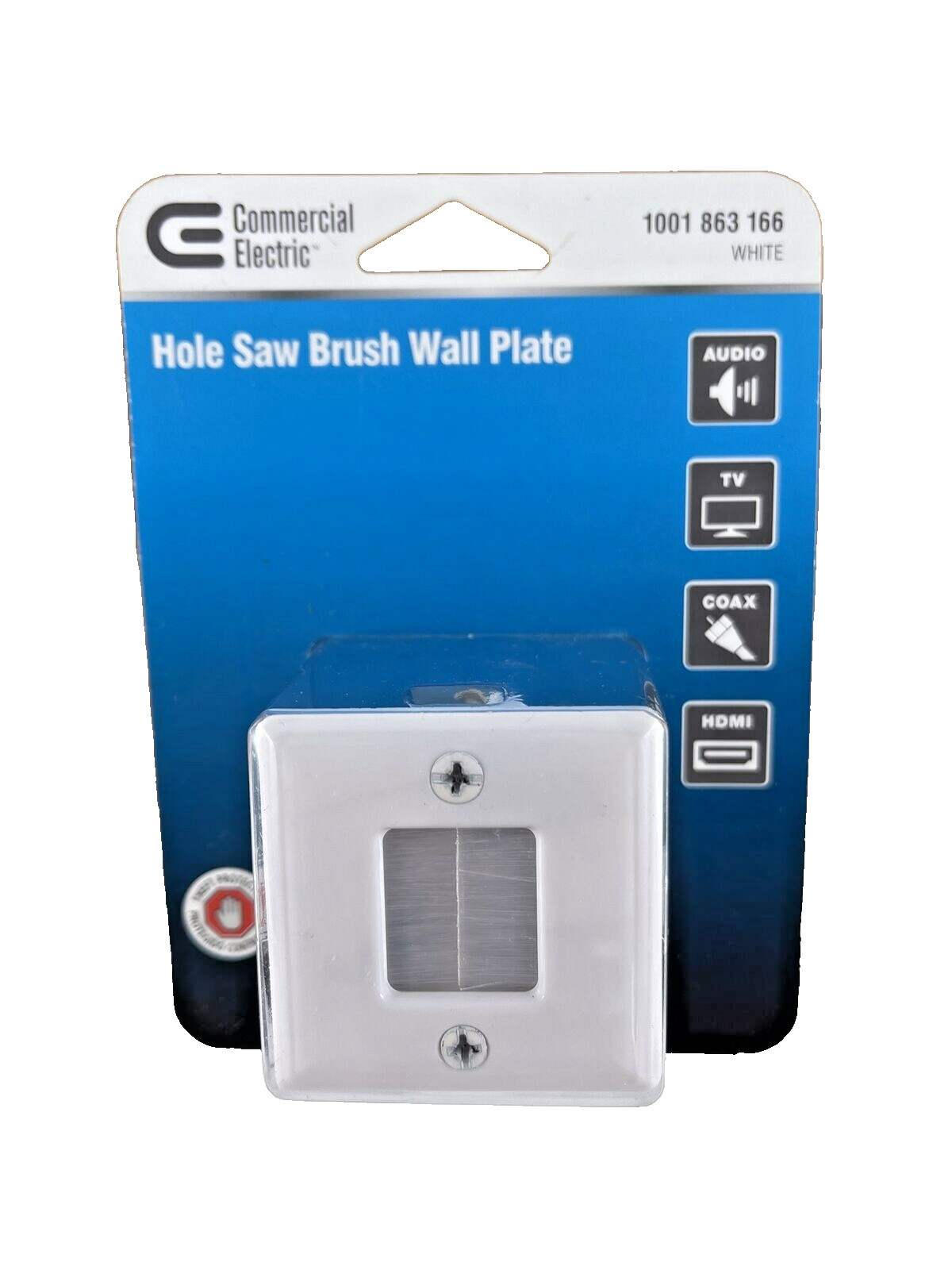 New Sealed Commercial Electric 1-Gang Hole Saw Brush White Plate