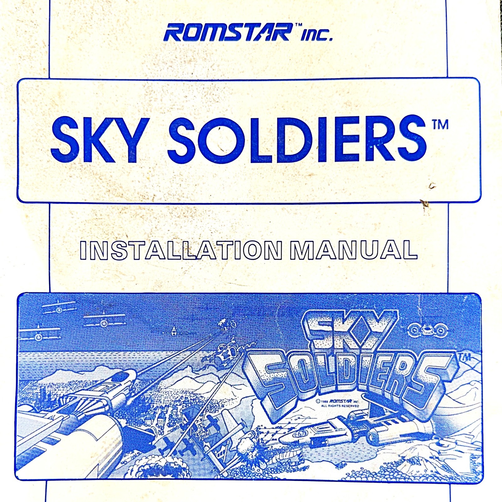 Romstar Sky Soldiers Arcade Video Game Manual Schematics Parts ORIGINAL