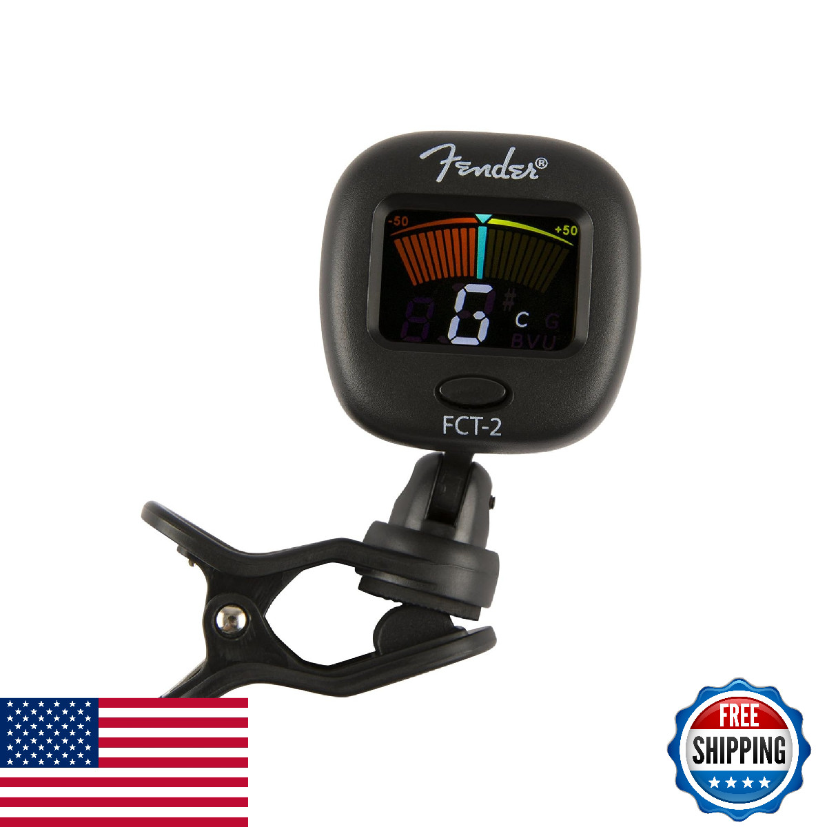 Fender FCT-2 Clip-On Tuner for Guitar, Bass, Ukulele, Violin