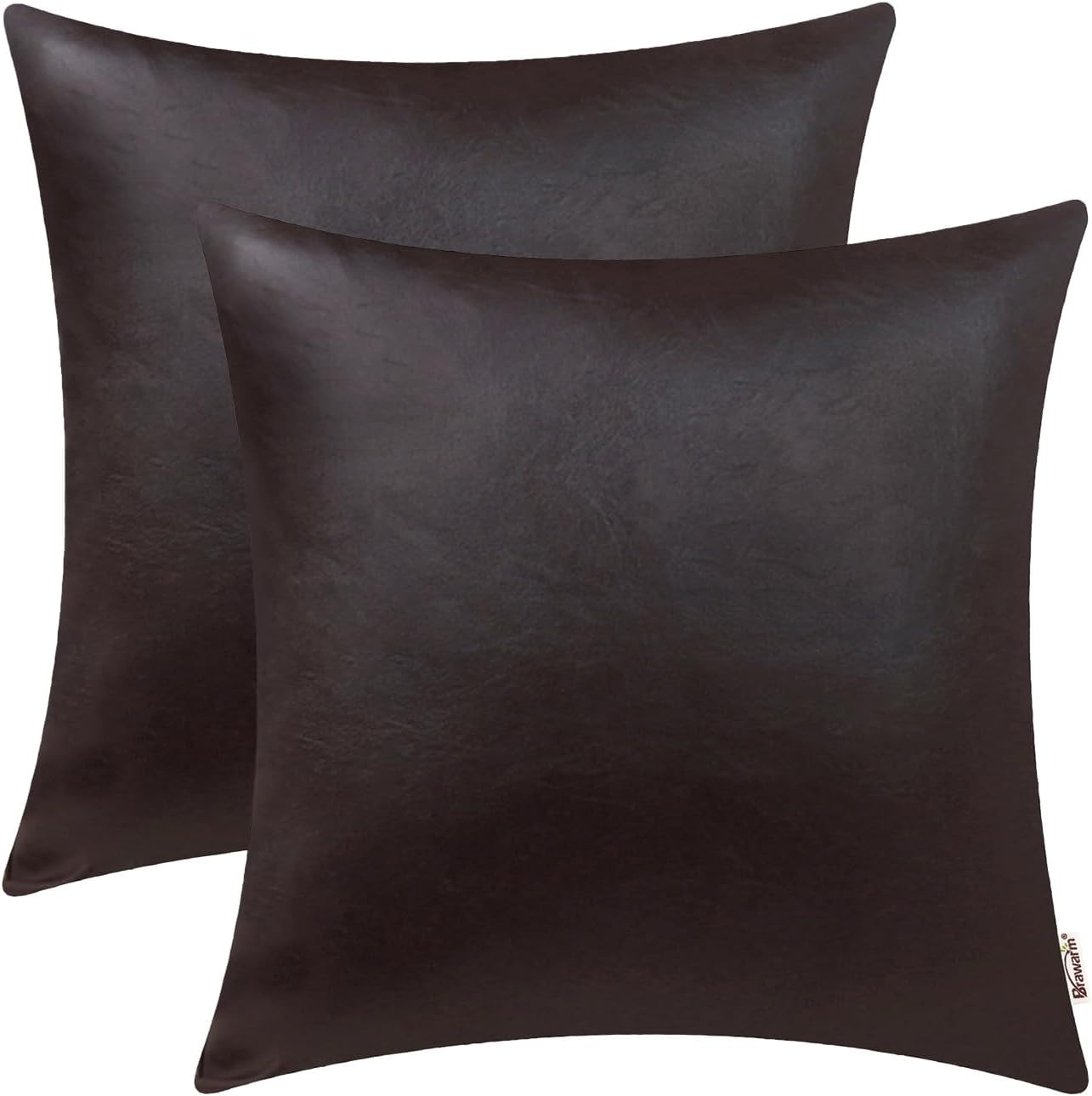 Faux Leather Throw Pillow Covers 18 X 18 Inches - Seal Brown Leather Pilow Cover