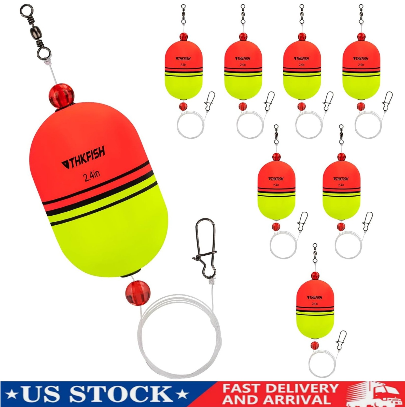 8PCS Fishing Slip Bobbers Oval Integral Fishing Float,Slip Floats Freshwater US