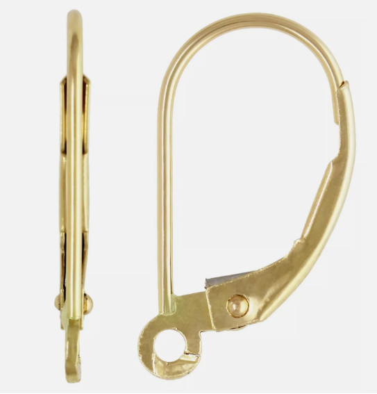 14K Solid Gold Lever Back Earring Jewelry Accessories