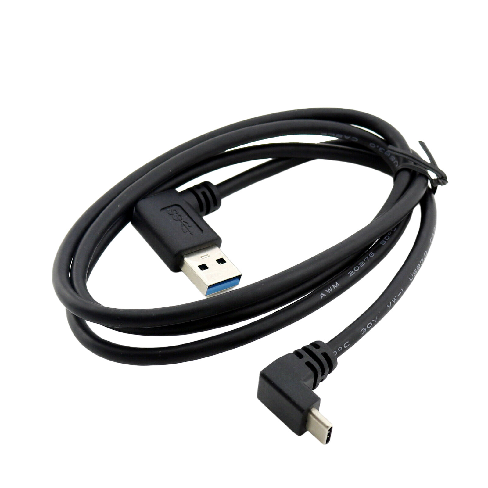 USB 3.0 A Male Left Angle to USB 3.1 Type C UP angled Fast Data Sync Cable 3FT