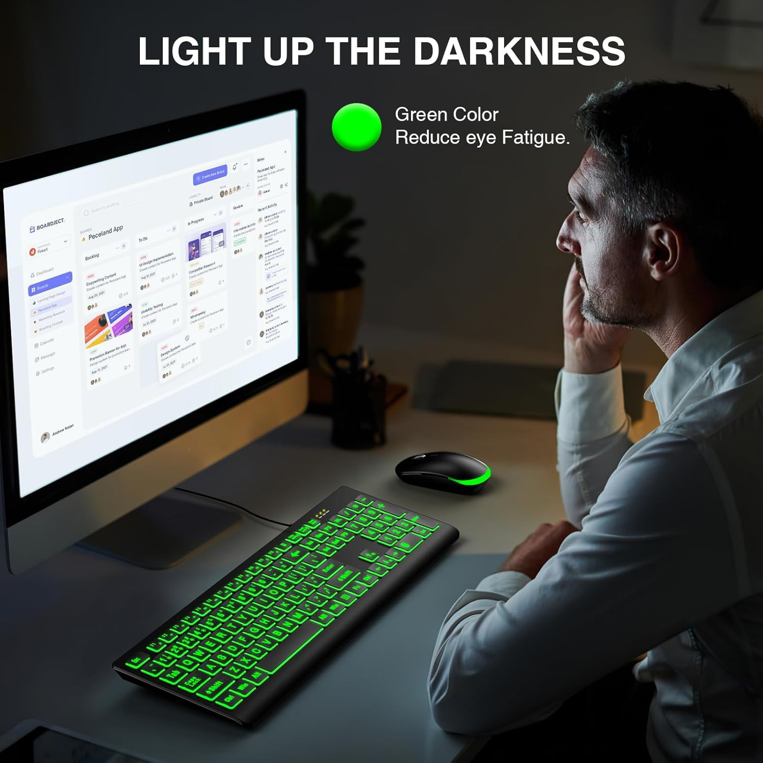 Large Print Backlit Keyboard, Wired USB Lighted Computer Keyboard