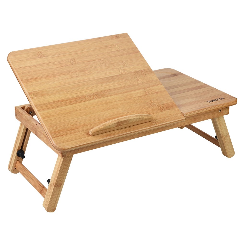 Portable Bamboo Laptop Desk for Bed Sofa Reading Working with Cup Holder