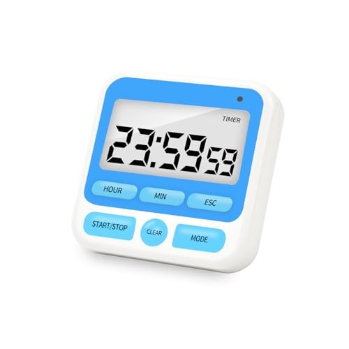 Multifunctional Kitchen Timer with Silent/Alert Mode, 24-Hour Clock, Blue