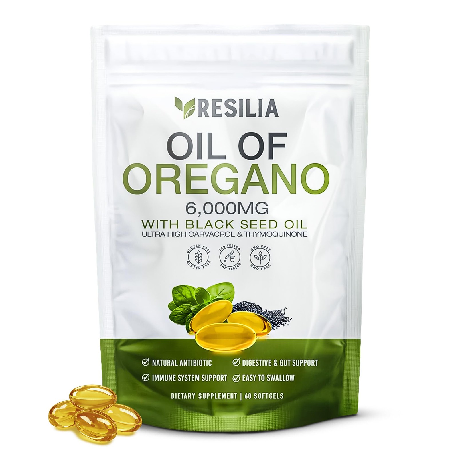 Resilia Softgels with Black Seed Oil 6000mg – Organic 60 Count (Pack of 1)