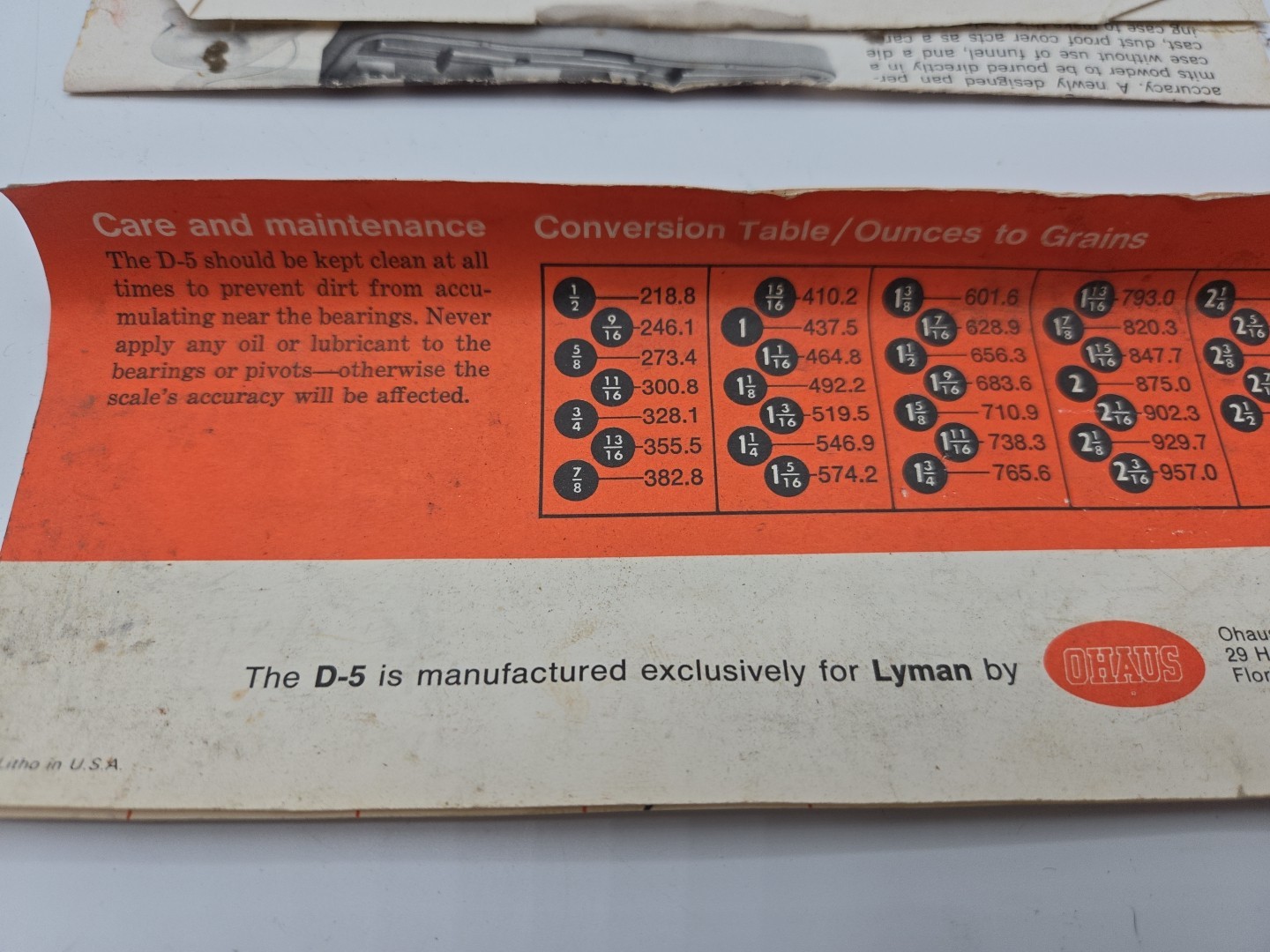 Lyman model D5 Precision Loading Scale by Ohaus In Original Box. Vintage
