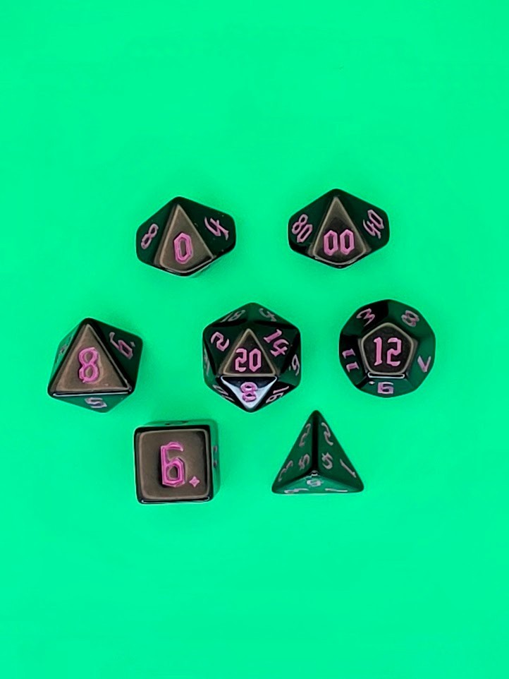 7PCS DND Dice Set "Purple Knight" Polyhedral Dice With Drawstring Bag D&D TTRPG