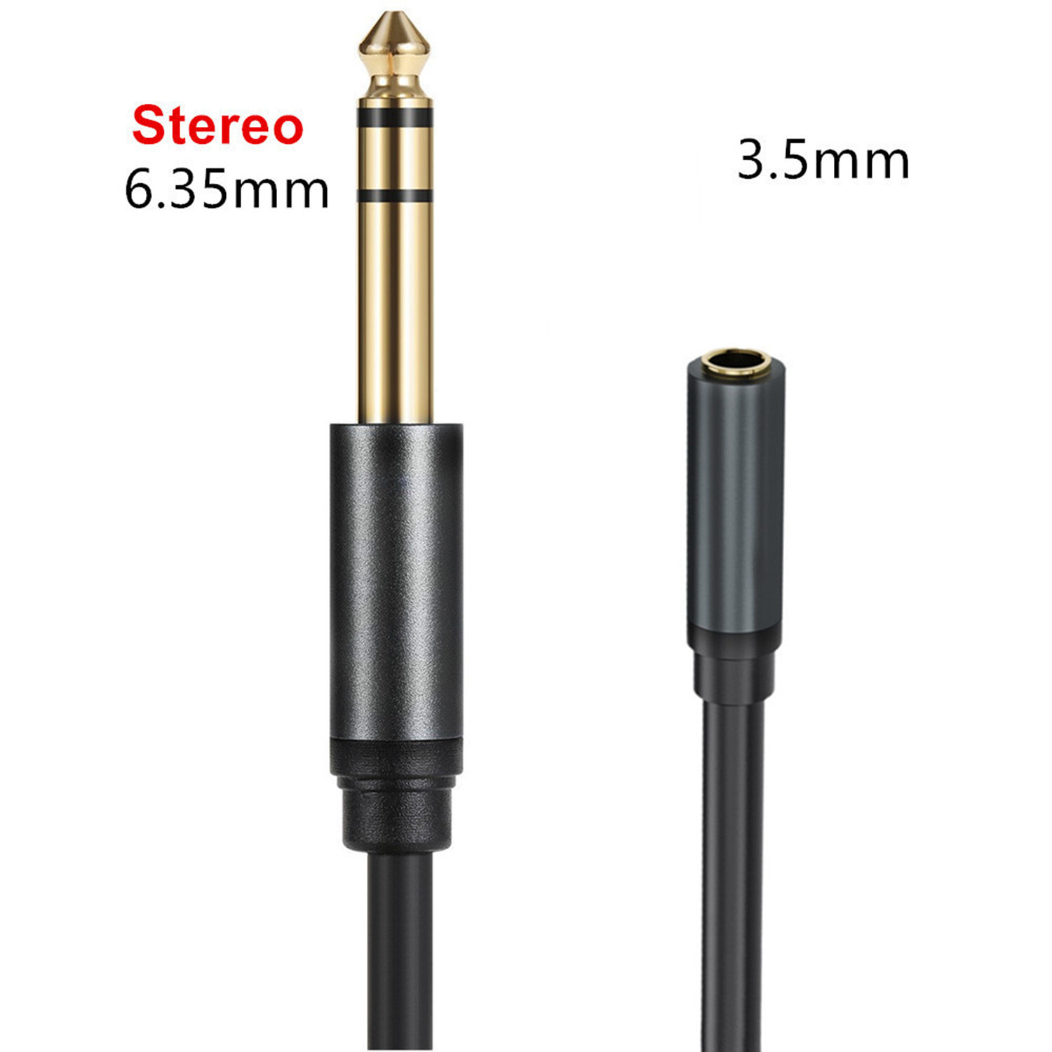 1pc 6.35mm TRS Male to 3.5mm Female Stereo Audio Gold Adapter Cable Mixer Guitar