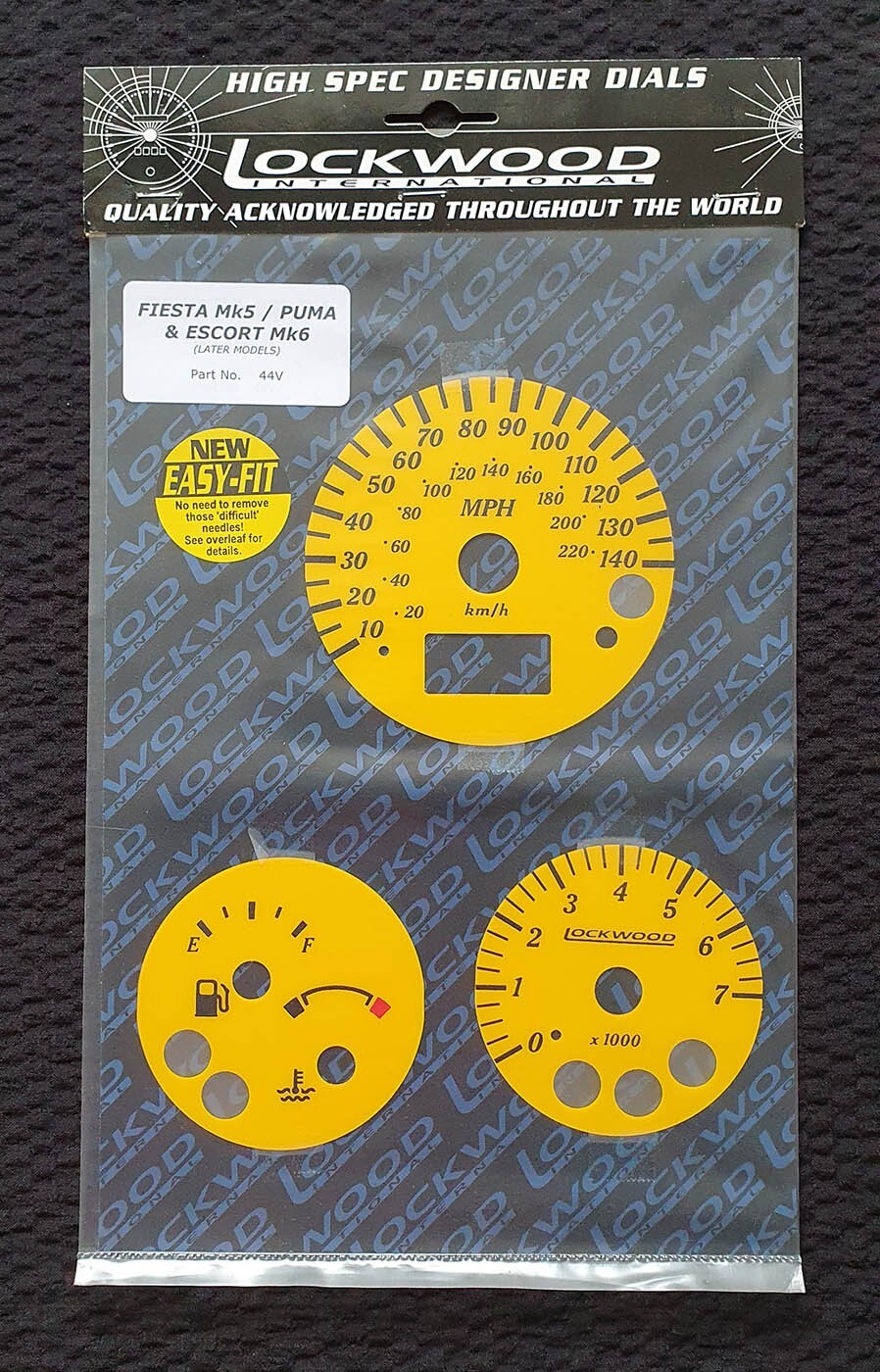 Lockwood Ford Fiesta Mk5 / Puma / Escort Mk6/7 Yellow MPH Speedo Dials