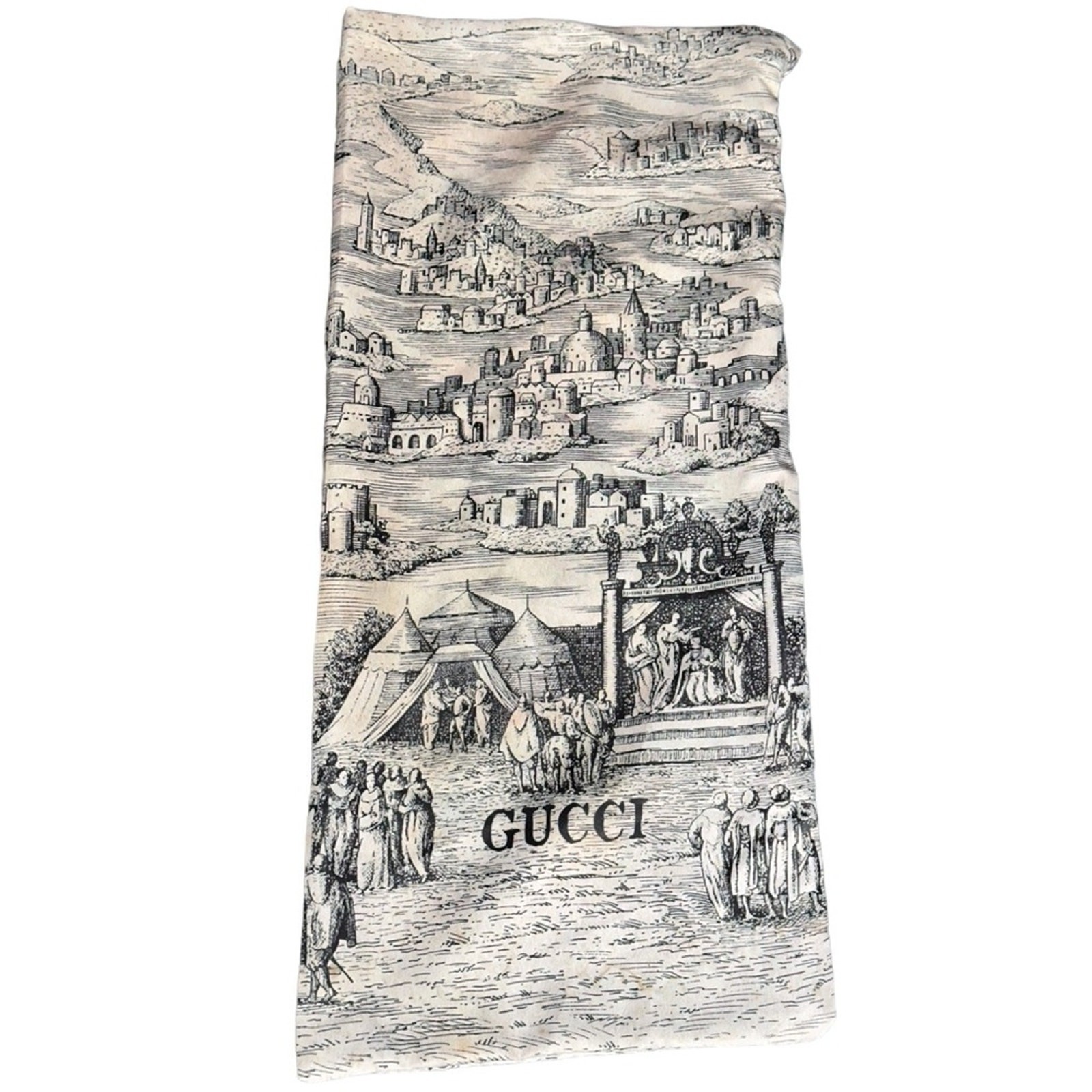Gucci 8.75” x 18” Limited Edition Castle Print Drawstring Travel Shoe Dust Bag