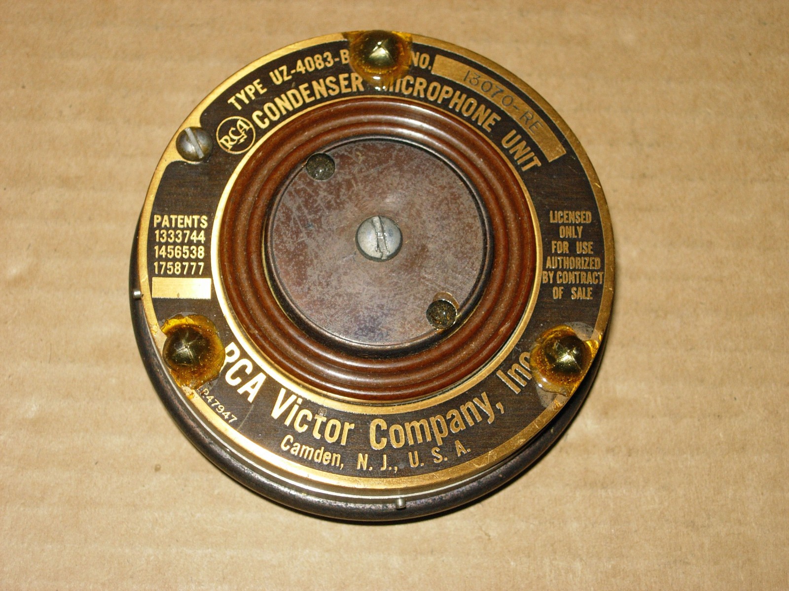 RCA VICTOR CONDENSER MICROPHONE ELEMENT/CAPSULE MODEL UZ-4083-B FOR 4-A-1 MIC