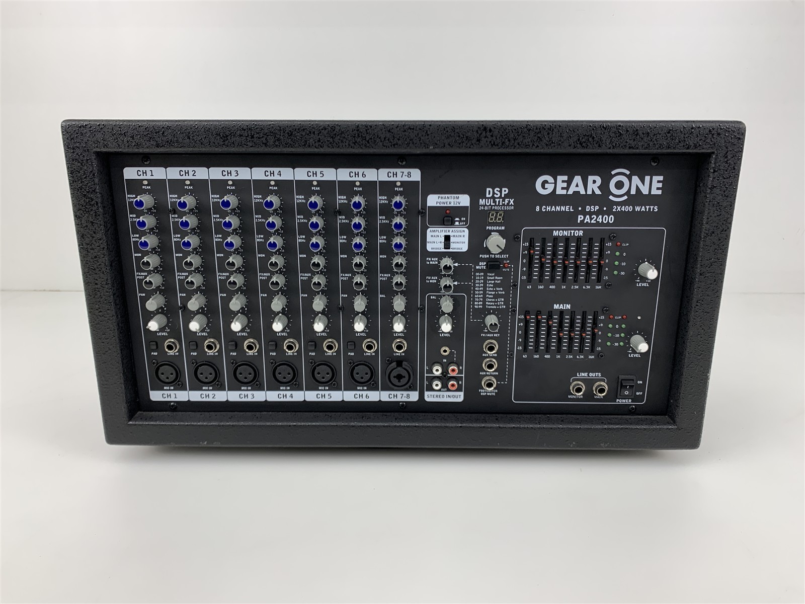 Gear One Powered Mixer 8‑Channel DSP 2×400W PA2400