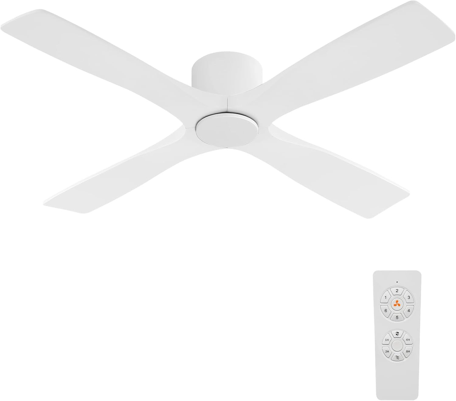 54" Ceiling Fan without Lights -Modern Low Profile Flush Mount Ceiling Fan, 6-Sp