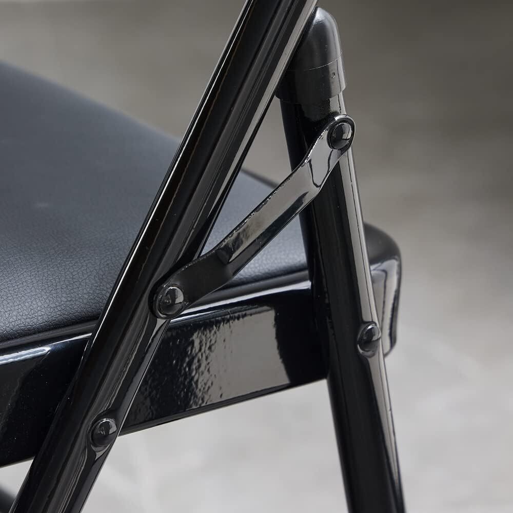 6 Pack Black Folding Chairs with Padded Seats Portable Stackable Commercial Seat