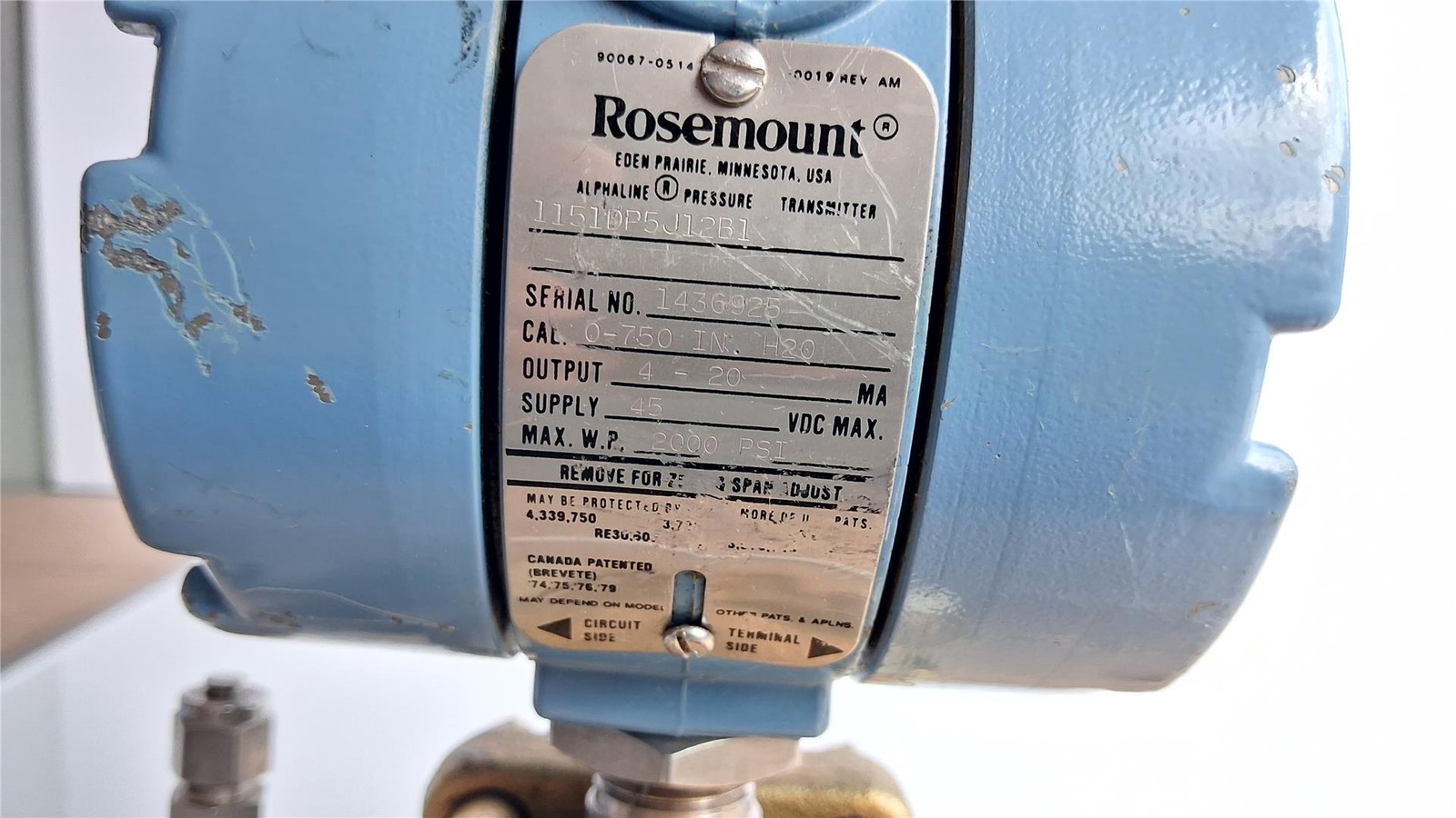 ROSEMOUNT TRANSMITTER 1151DP5J12B1 2000PSI