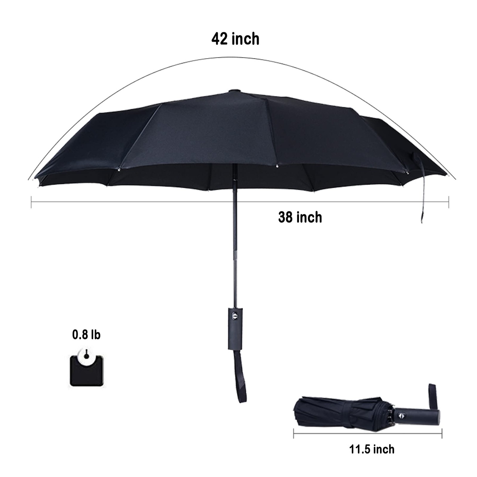Compact Windproof Travel Umbrella Automatic Folding Rain Umbrella