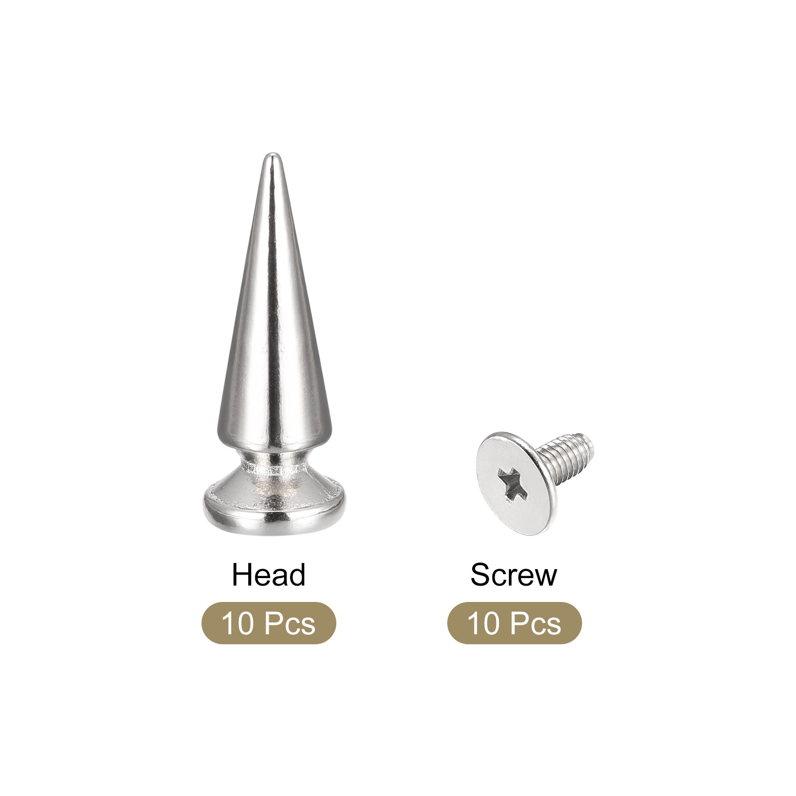 10x26mm Screw Back Rivets, 10 Sets Solid Leather Studs for DIY Silver Tone