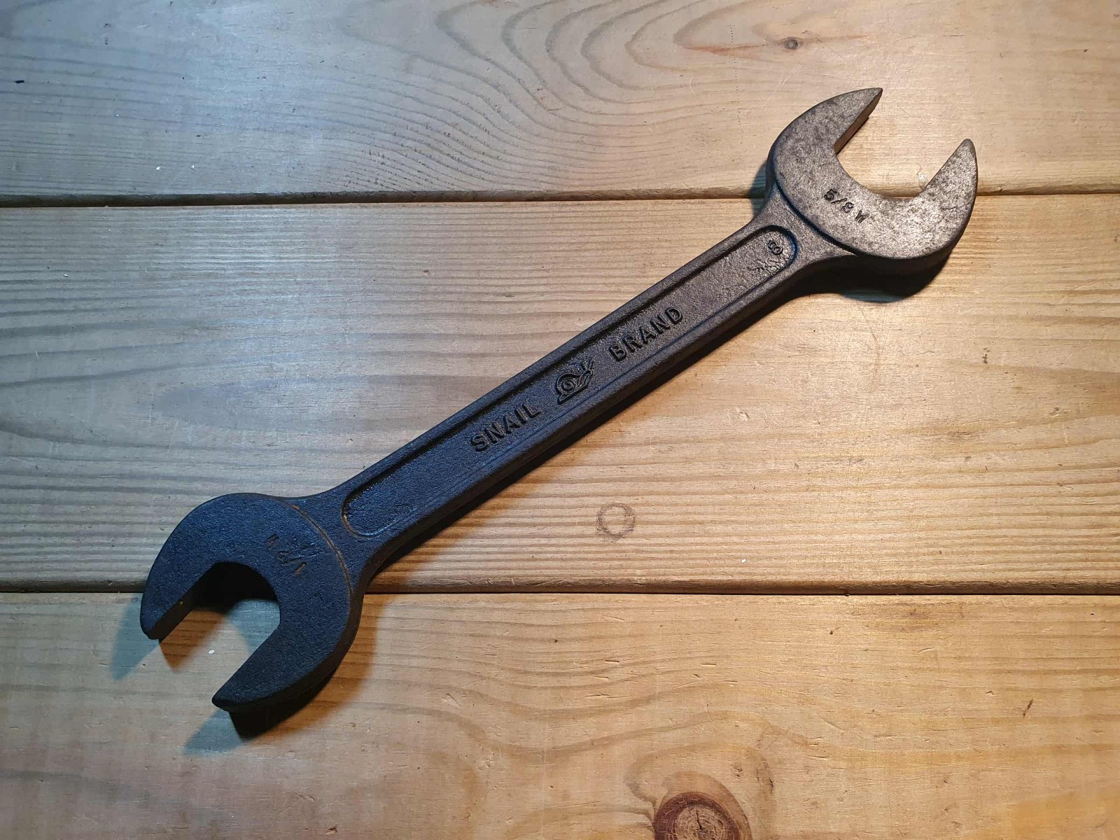 Vintage Snail Brand Spanner 1/2w x 5/8w Old Engineering Tools Mechanic Tool Open