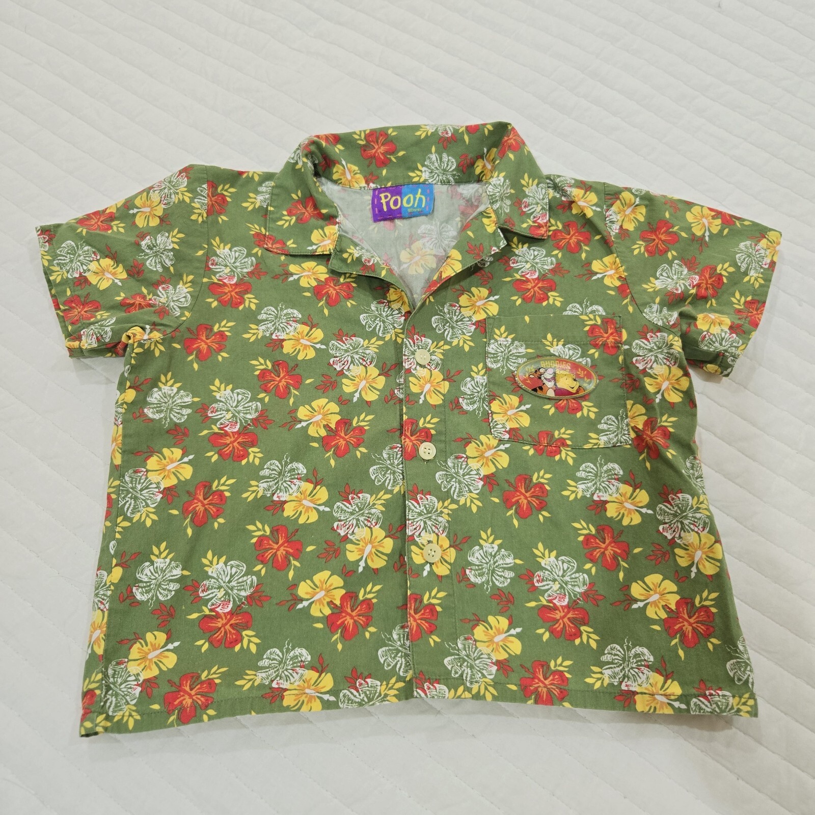Winnie the Pooh Hawaiian Shirt Disney Toddler Cute Size 4-6 - VGC - Pooh Bear!