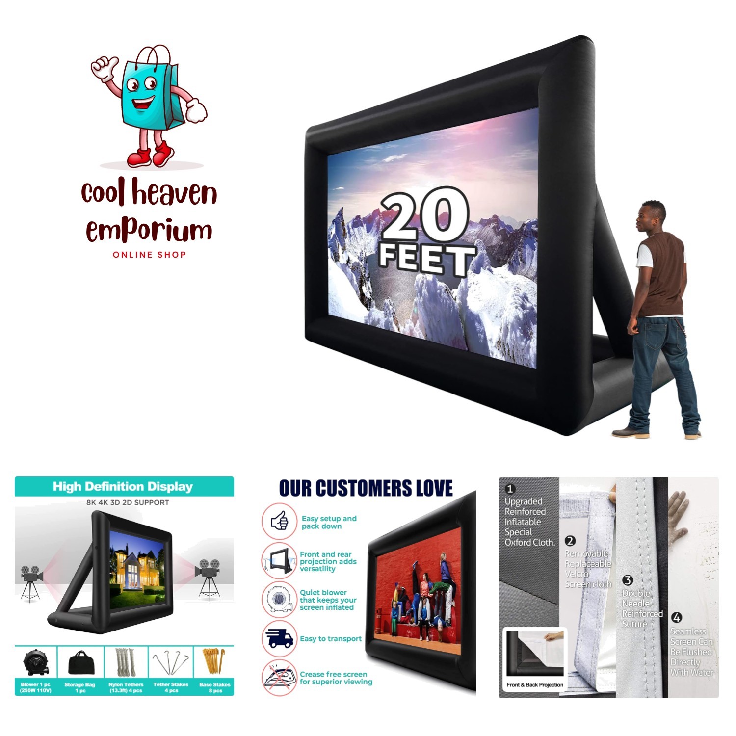 20ft Inflatable Projector Screen for Stunning Outdoor Cinematic Experiences