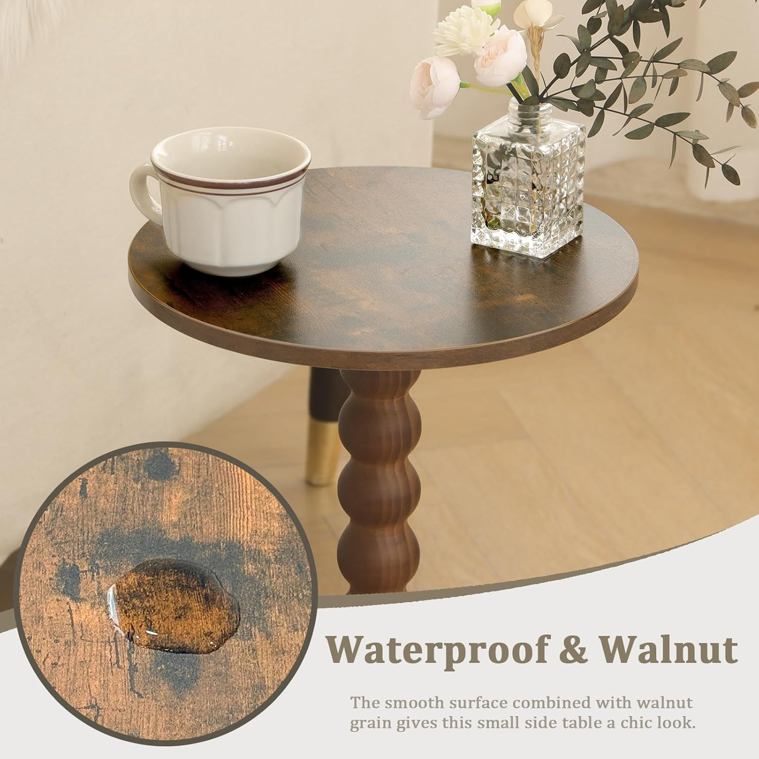 round Side Table, Small Drink Table for Small Spaces, Modern Accent Nightstand