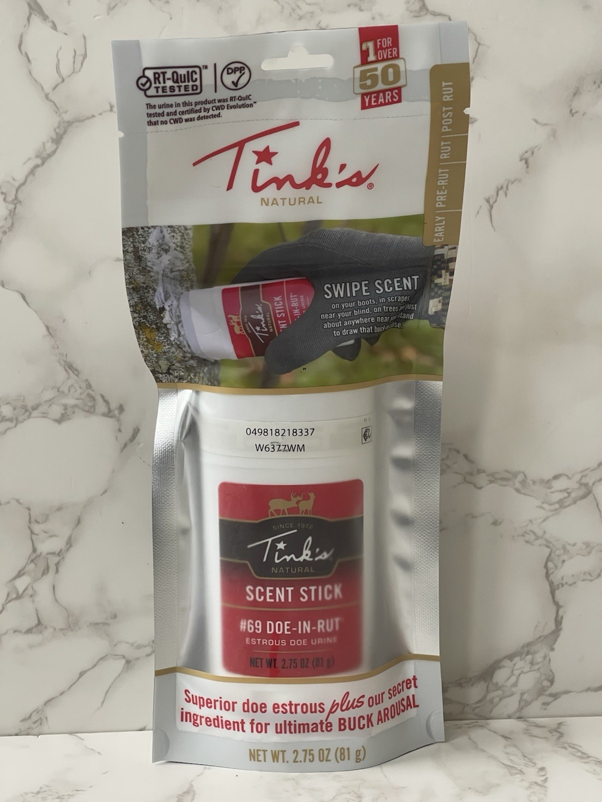 Tinks Natural Scent Stick Doe In Rut 69 Swipe Scent Stick New Sealed 2.75 oz
