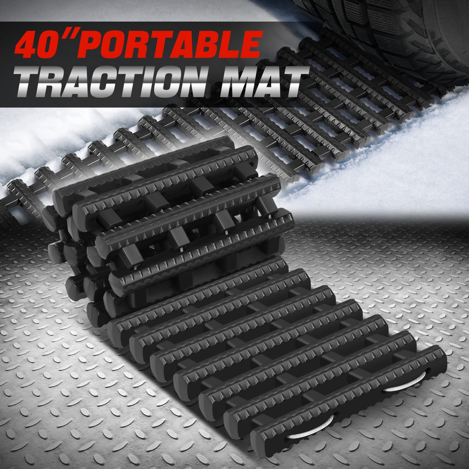 [1Pc]40"L Sand Snow Mud Recovery Track Traction Board Off-Road Tire Ladder 7 Ton