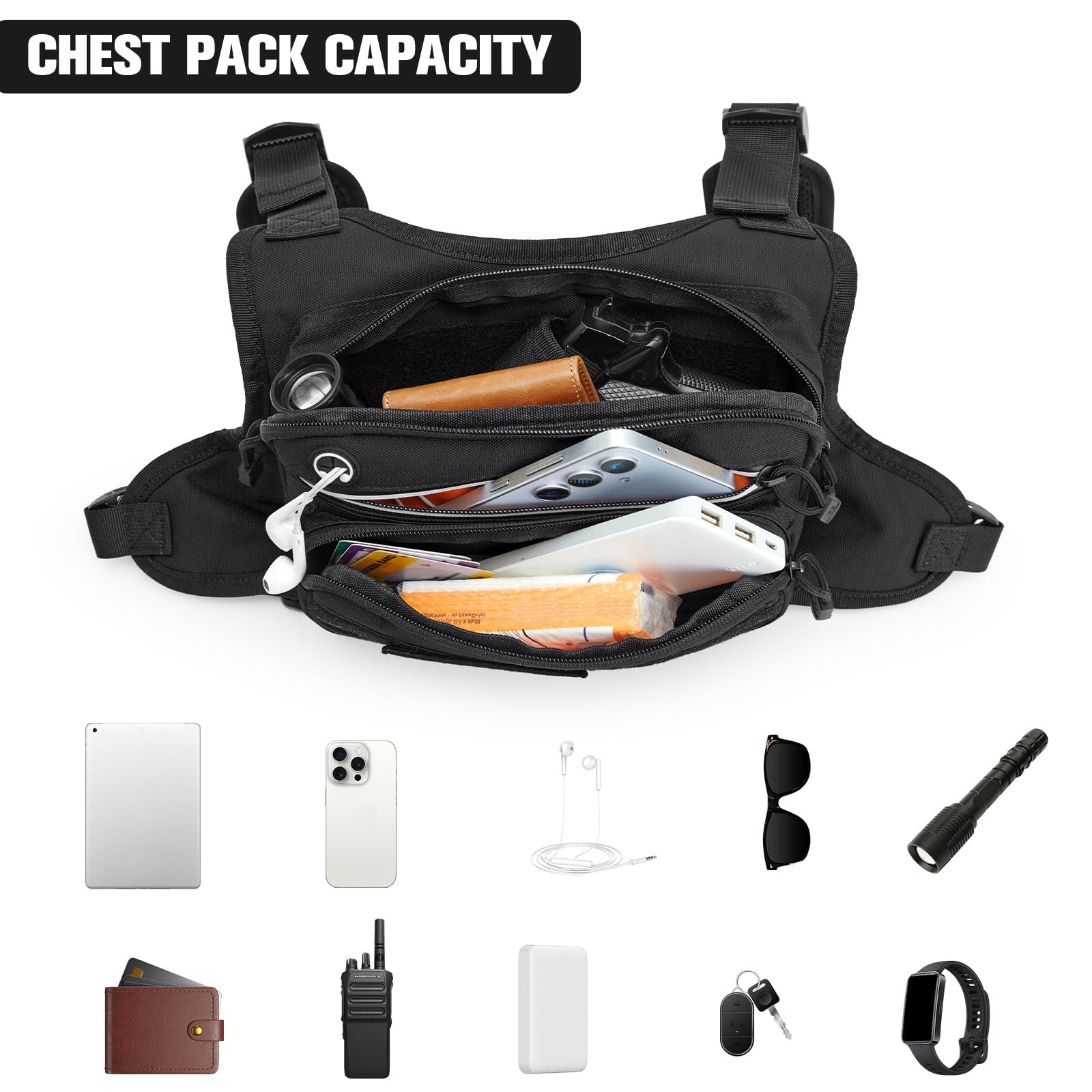 G4Free Tactical Chest Pack, Quick Access Molle Rig Bag Small, Black