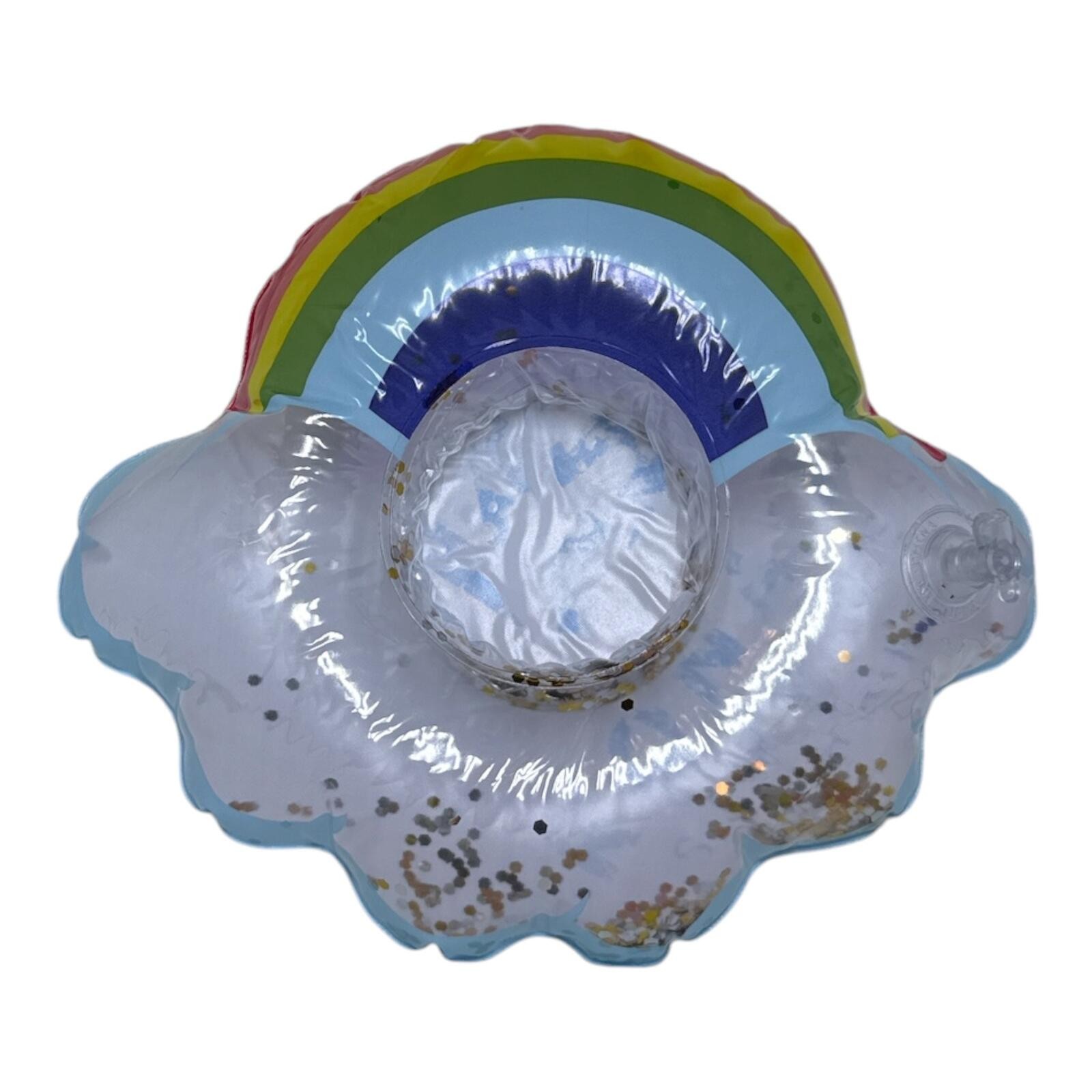 Inflatable Rainbow Cloud Drink Holder – Pool Float Beverage Ring