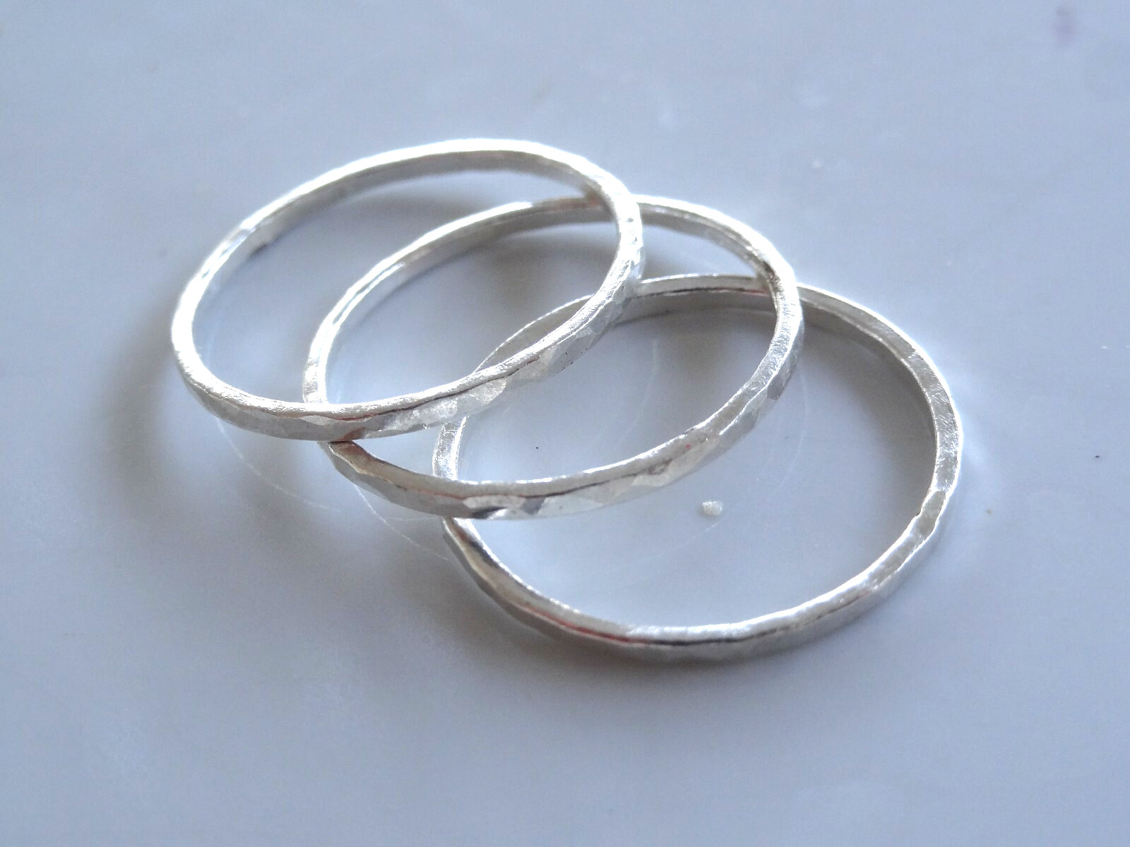 hand made fine silver 999. stacking Minimalist thin ring Hammered. 1 ring