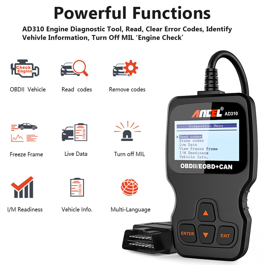 AD310 Car Engine Fault Code Reader Universal Auto Scanner OBD2 Diagnostic Tool