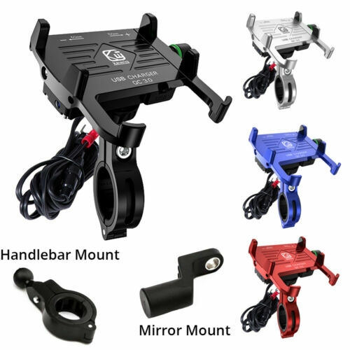 Motorcycle Cell Phone Holder Mount Charger Fit For Yamaha Kawasaki Honda Suzuki