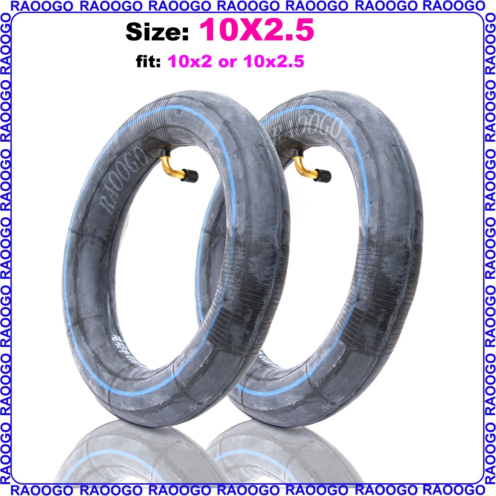 2 PCS 10x2.5 10x2.50 Inner Tube Tire 90 degree Valve fit  10x3 Electric Scooter