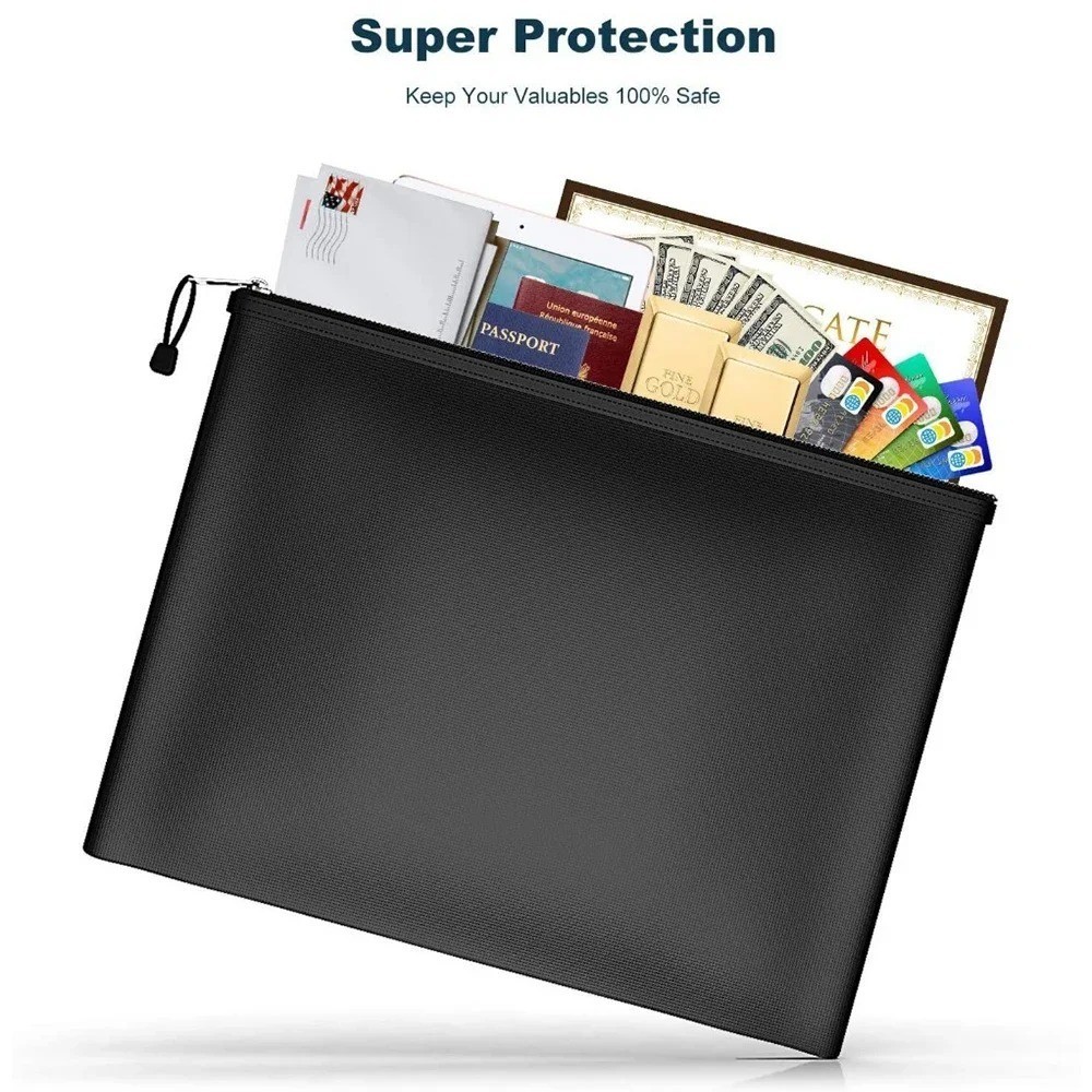 2000℉ Fire Proof money Bag Fireproof Document Pouch Waterproof Safe Cash US