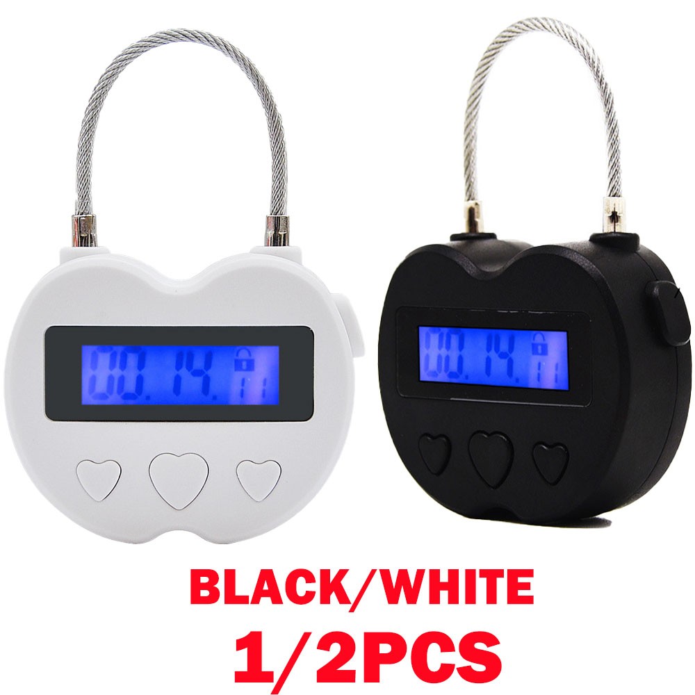 1/2Pcs USB Rechargeable Smart Time Lock LCD Display Temporary Timer Padlock NEW