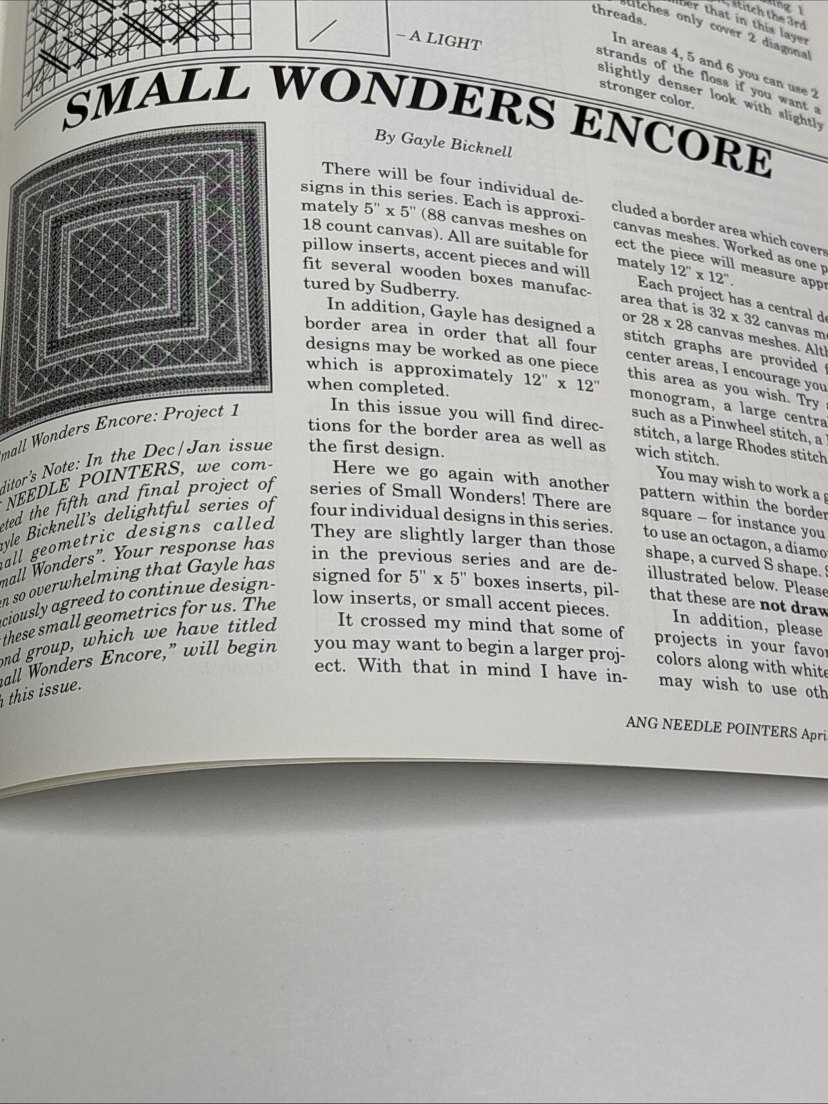 Needle Pointers April May 1992 Magazine Pattern