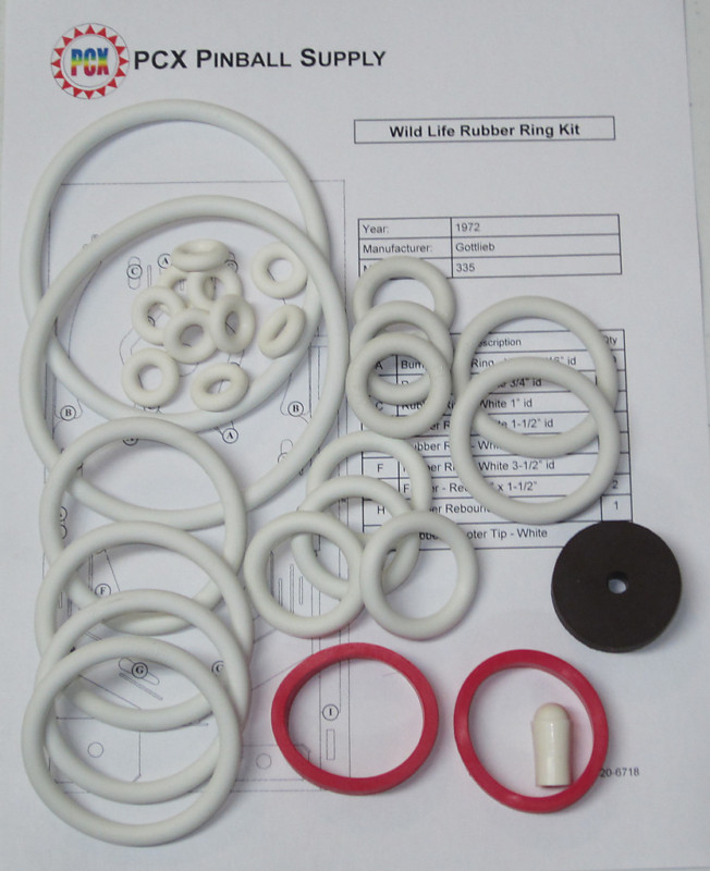 1972 Gottlieb Wild Life Pinball Machine Rubber Ring Kit