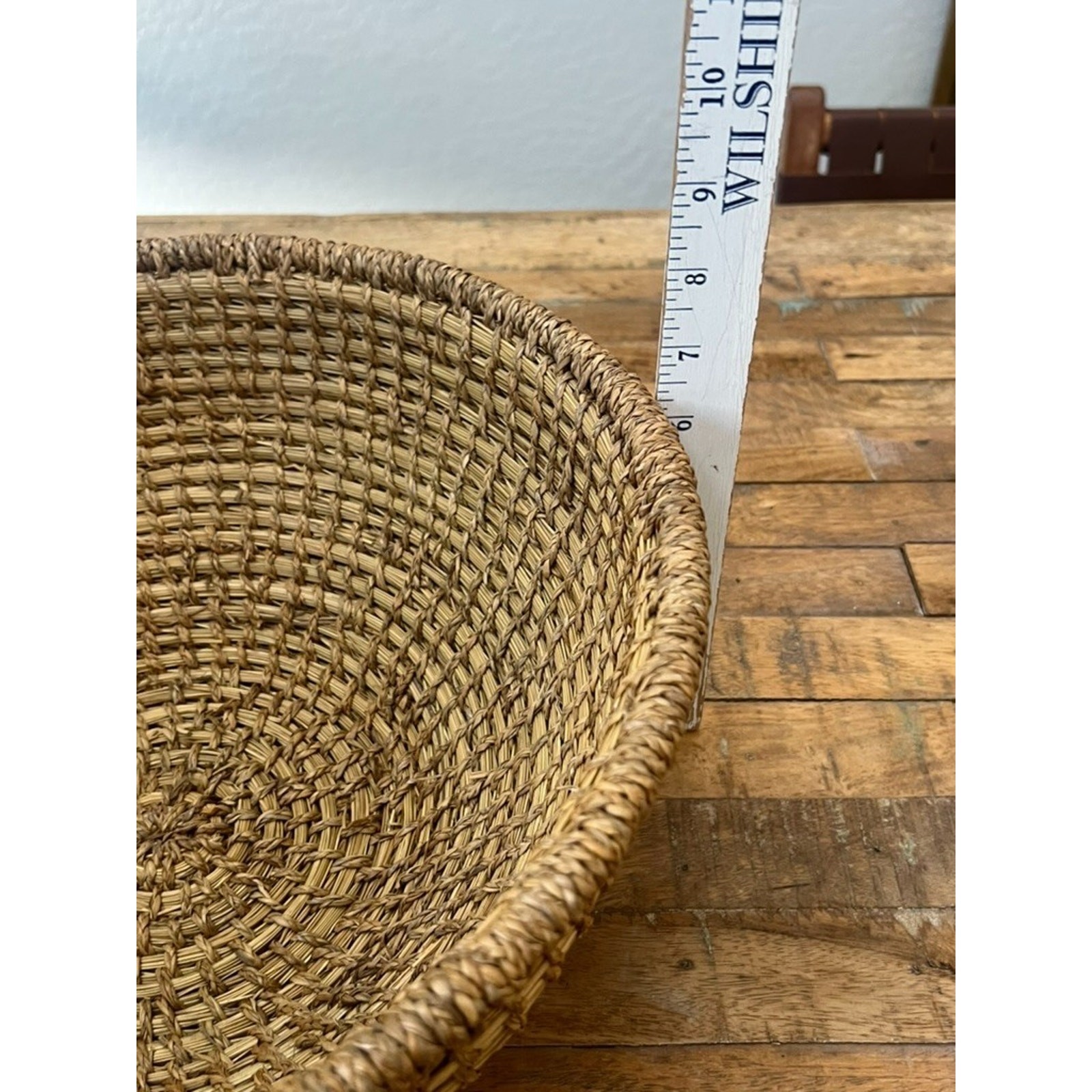Handwoven Large Rattan Wicker Basket 15" Brown Tan